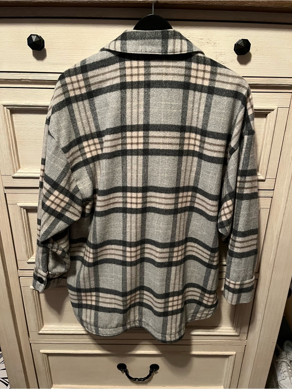 Zara Plaid Shacket in Gray and Beige - Picture 3 of 3